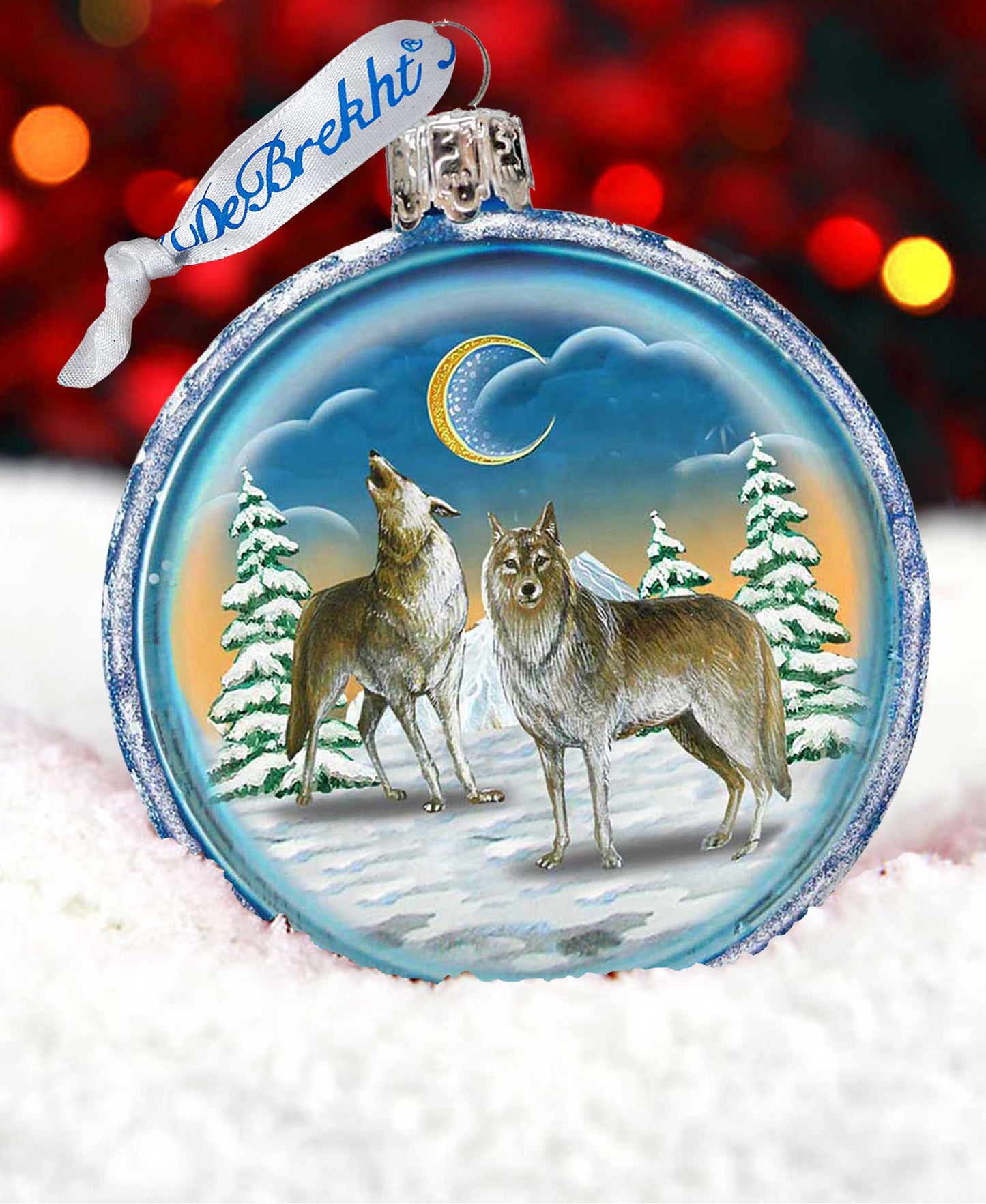 Wolves Glass Ornament by G. DeBrekht - Christmas Santa Snowman Decor - 759-011