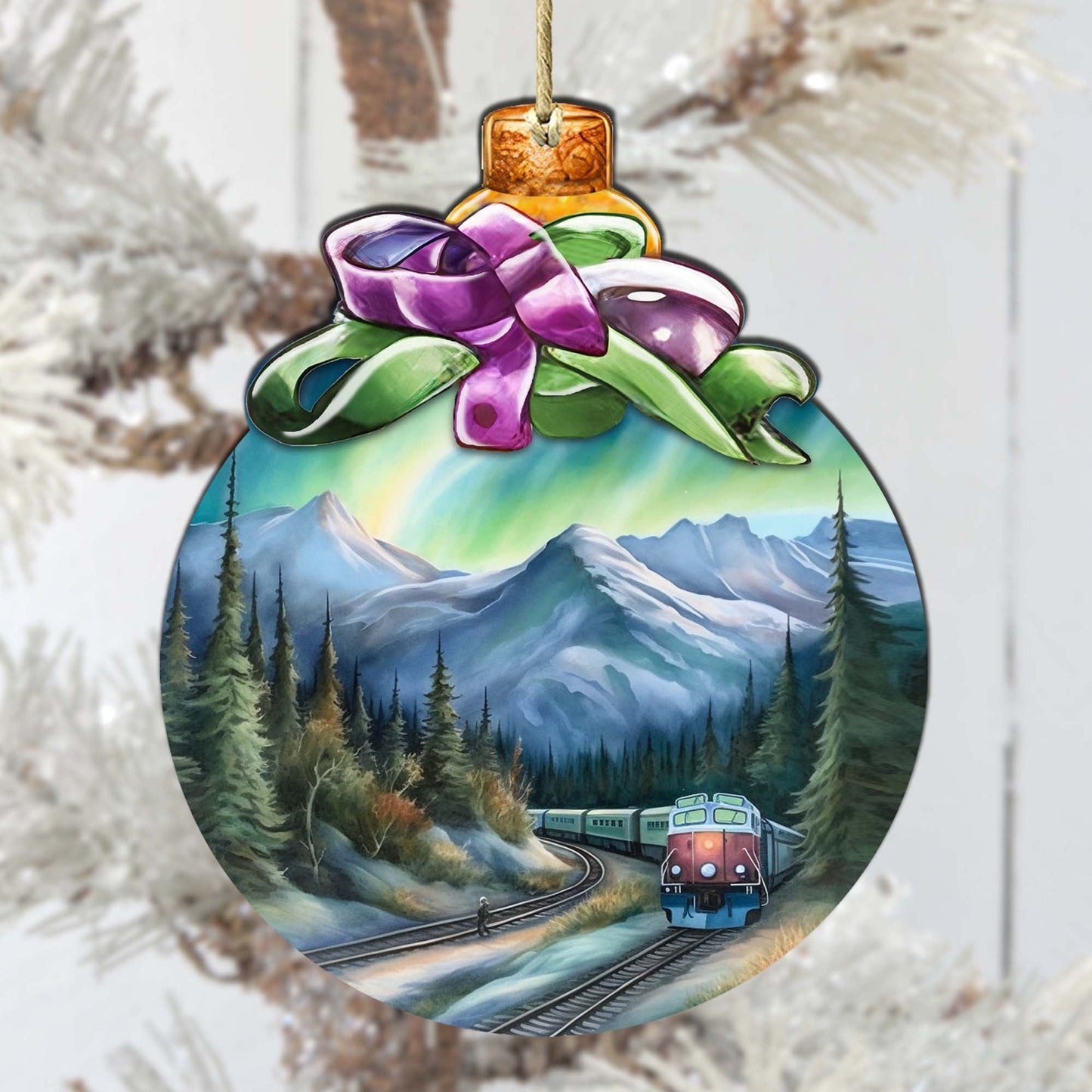 Mountain Glow Express Wooden Ornaments by G.Debrekht - Wildlife Holiday Decor - 870016