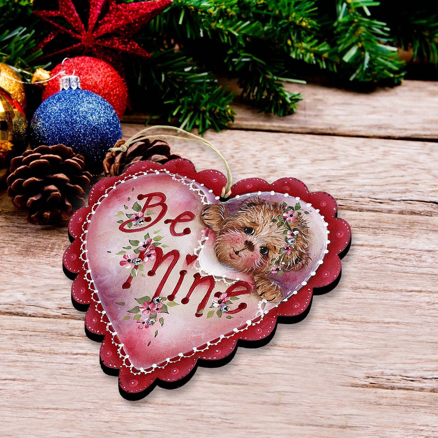 Hearts of Love Wooden Ornaments Set of 3 by G. Debrekht - Love Family Decor - 8091054-S3