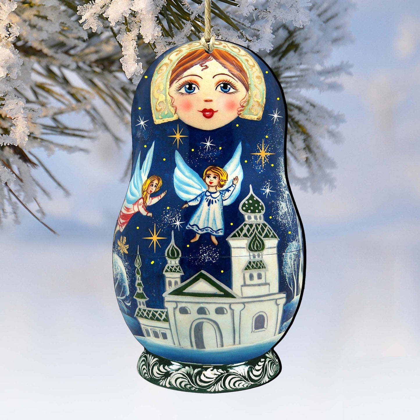 Guardian Angels Blue Doll Wooden Ornaments by G. DeBrekht - Christmas Decor - 8115941