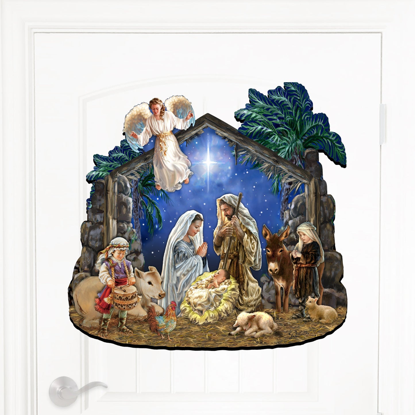Nativity with Angel Holiday Door Decor by D. Gelsinger - Nativity Holiday Decor - 8652760H