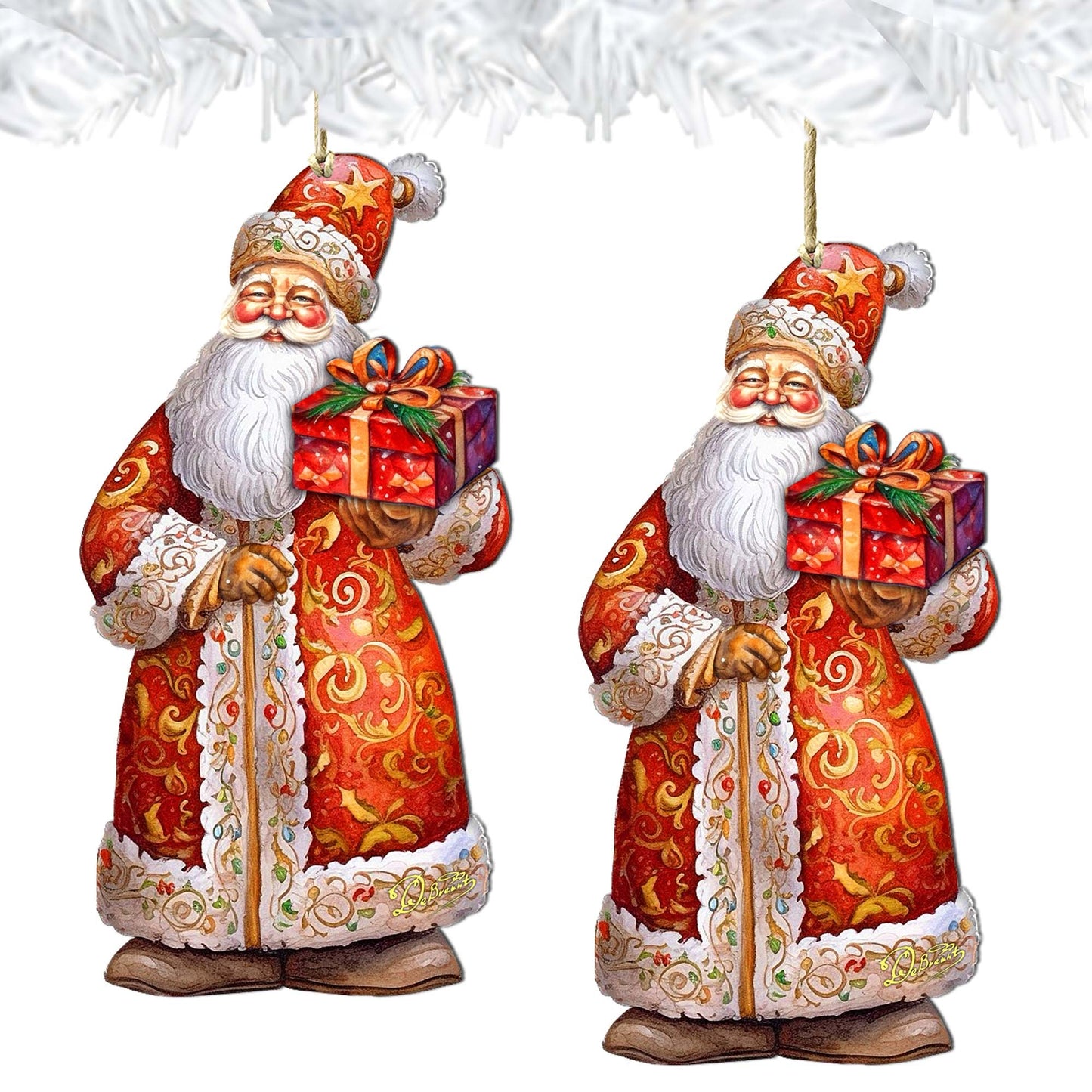 St. Nick's Gift Wooden Ornaments by G. Debrekht - Christmas Santa Snowman Decor - 8691410