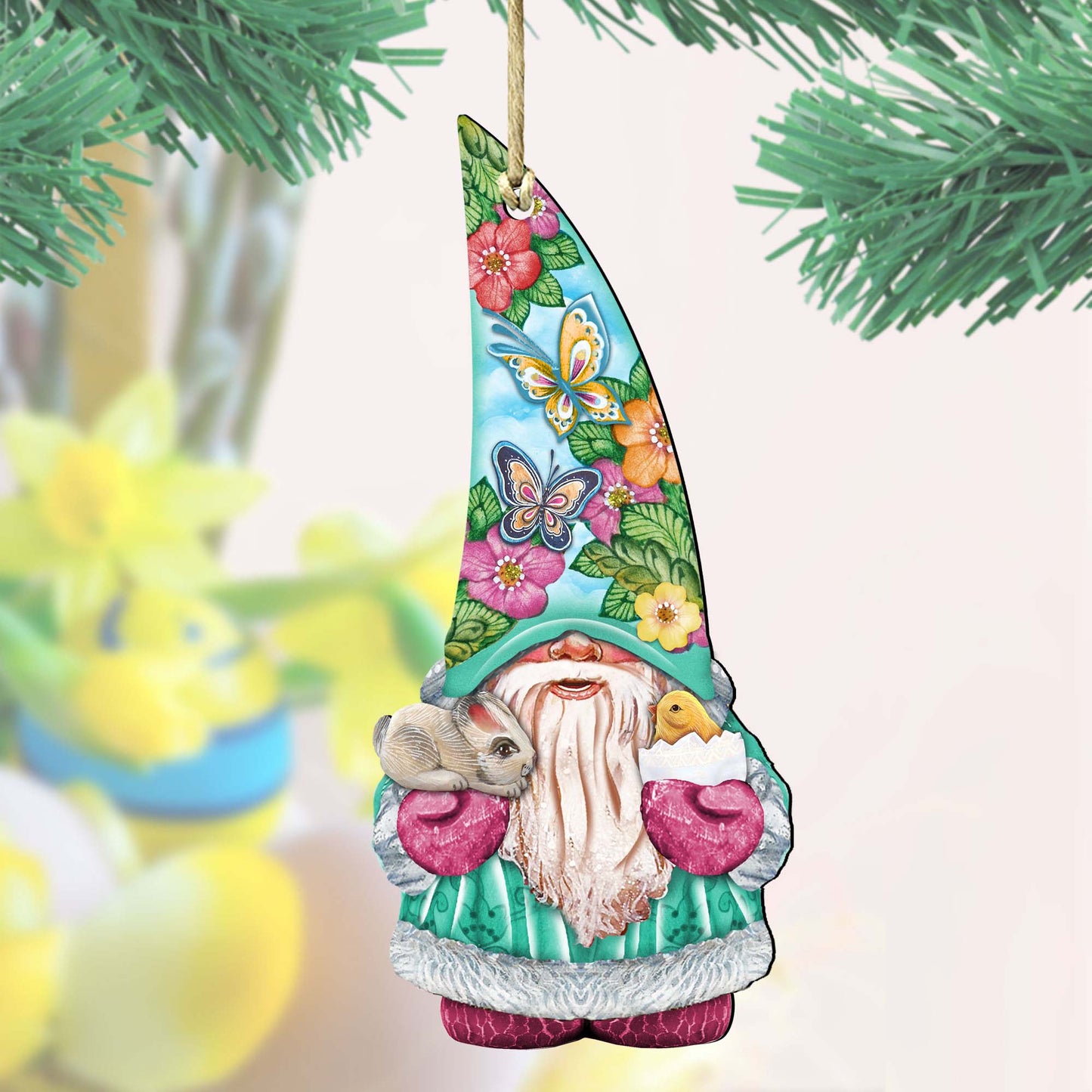 Spring Gnome Dwarf Wooden Ornaments by G. DeBrekht - Easter Spring Decor - 8611011