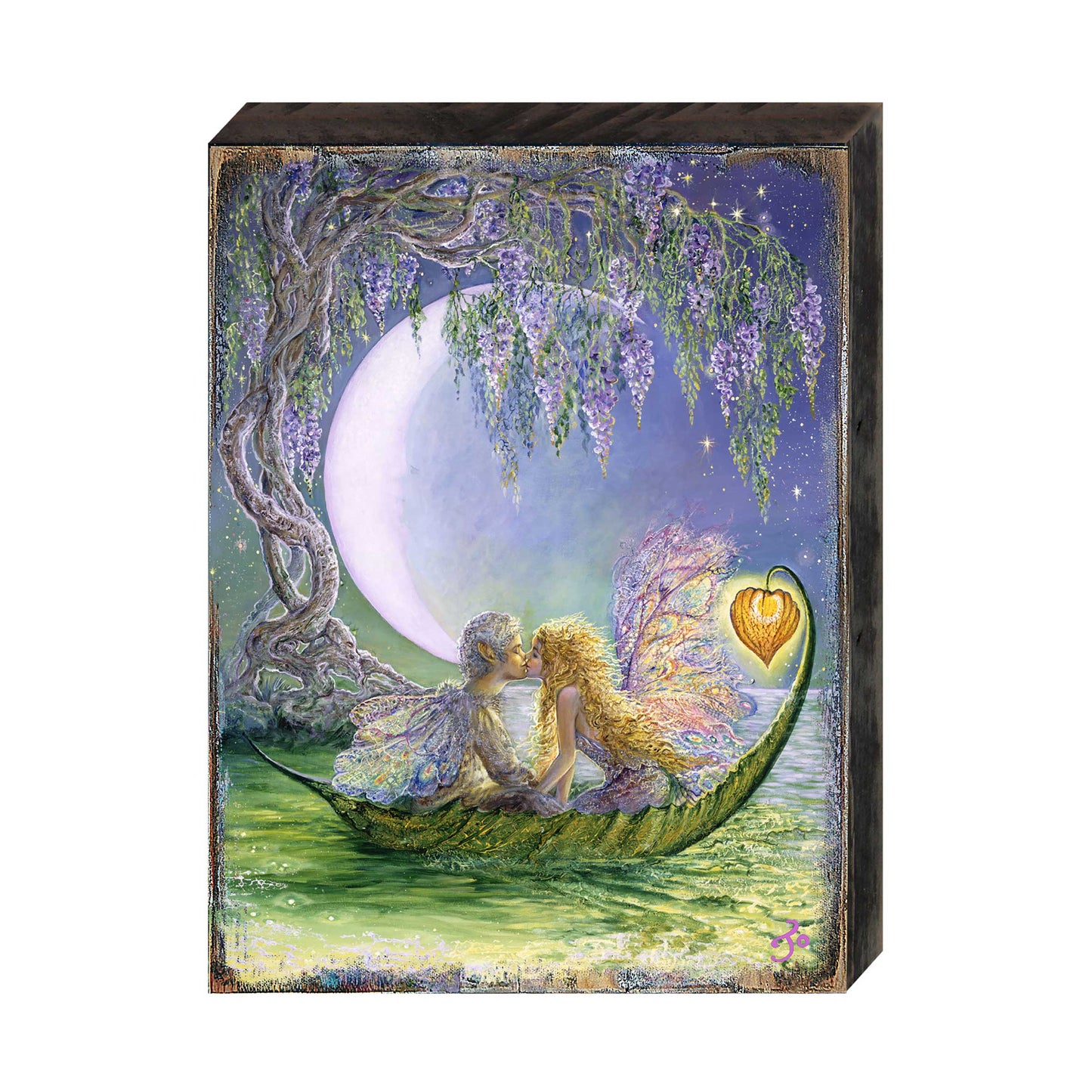 Wisteria Moon Fantasy Wooden Wall Art by Josephine Wall - Fantasy Decor - 852141-JW