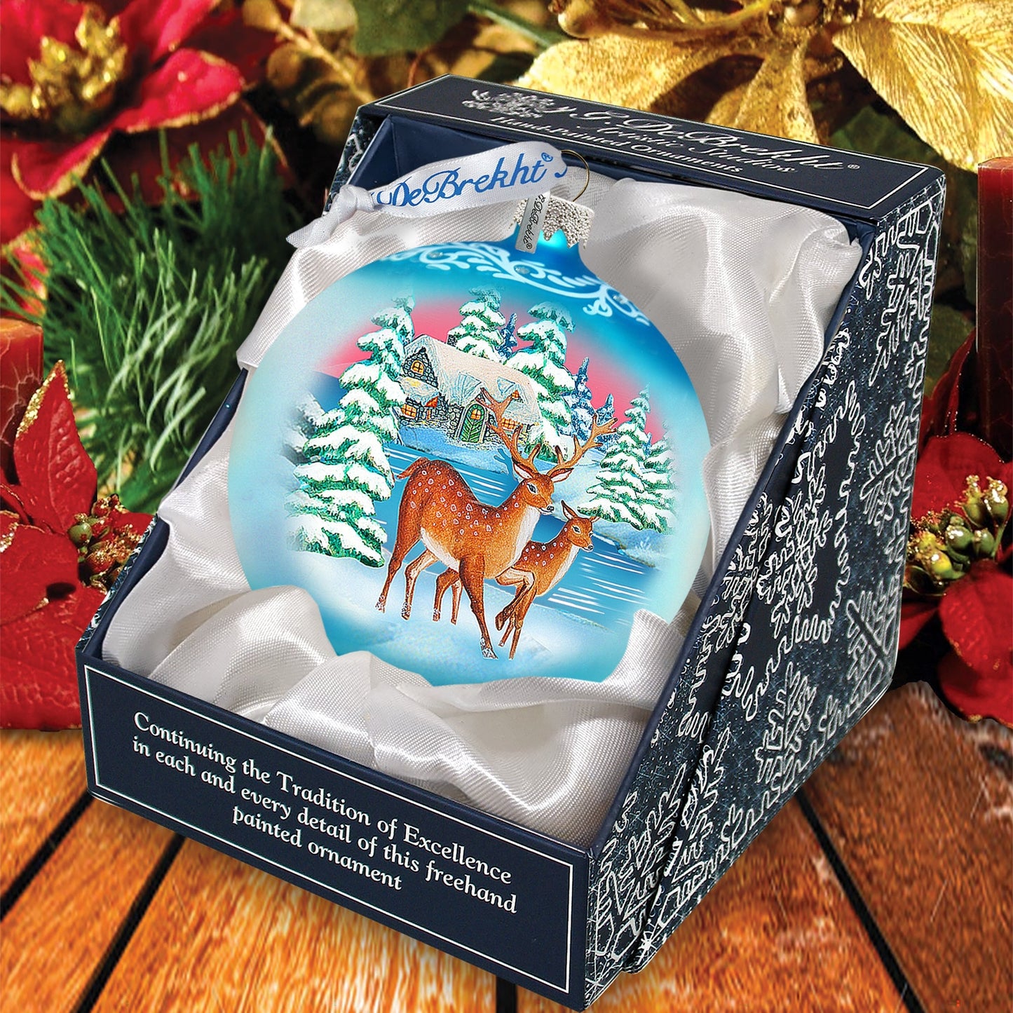 Winter Deer's Ball Glass Ornament Christmas Decor by G. DeBrekht - 73114