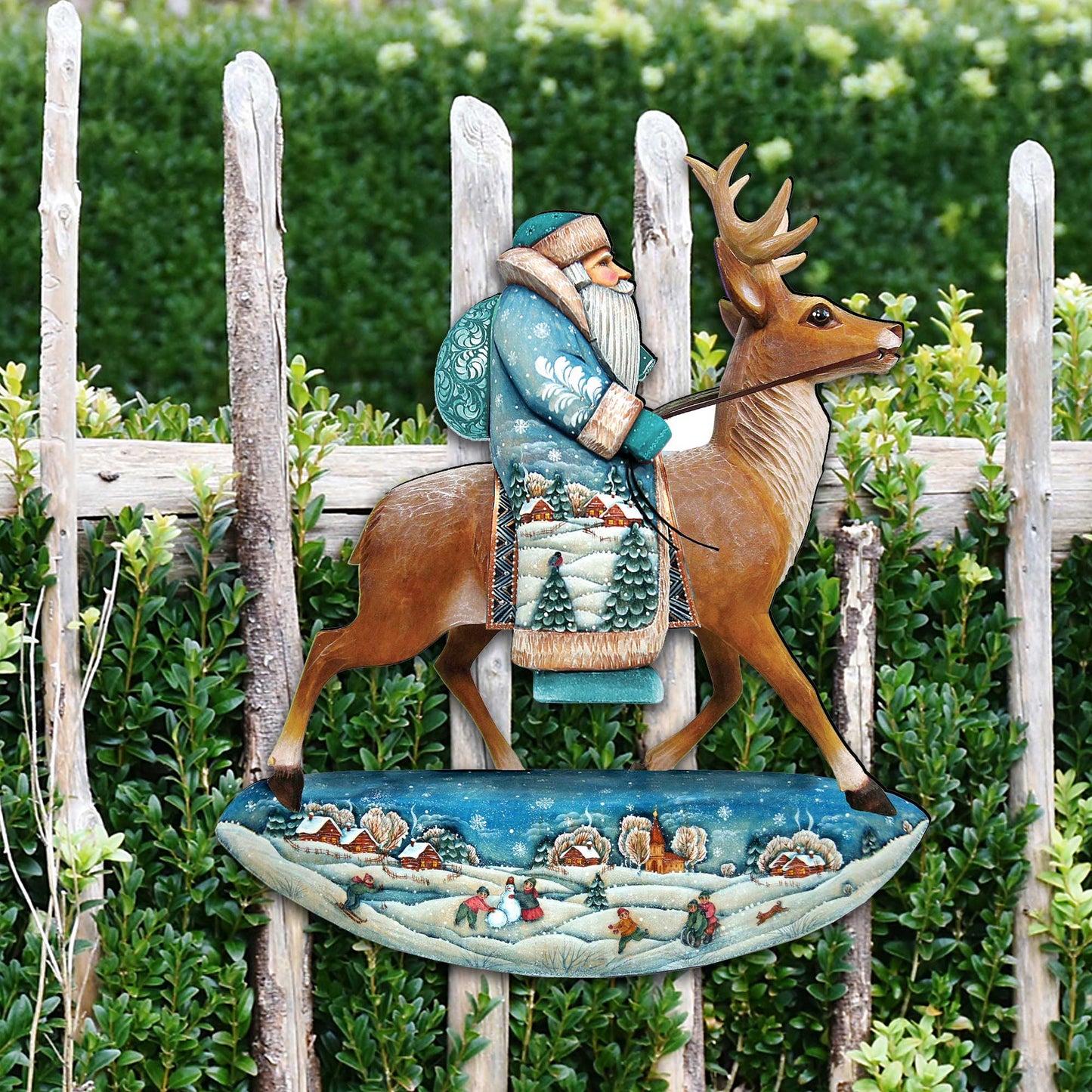 Reindeer Ride Santa Christmas Door Decor by G. DeBrekht - Christmas Santa Snowman Decor - 8151123H