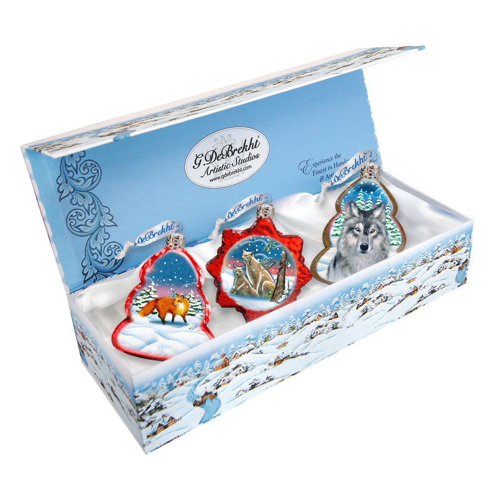 Mercury Glass Ornaments Set of 3 by G. DeBrekht - Wildlife Holiday Decor - 770113S3
