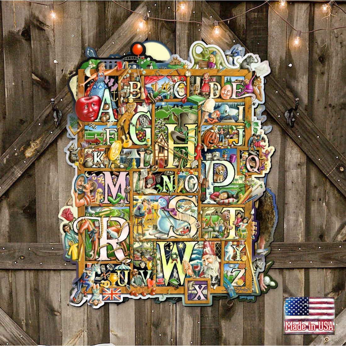 Alphabet Whimsical Wall Art by Laura Seeley - Love Family Kids Decor - 8513007-LS