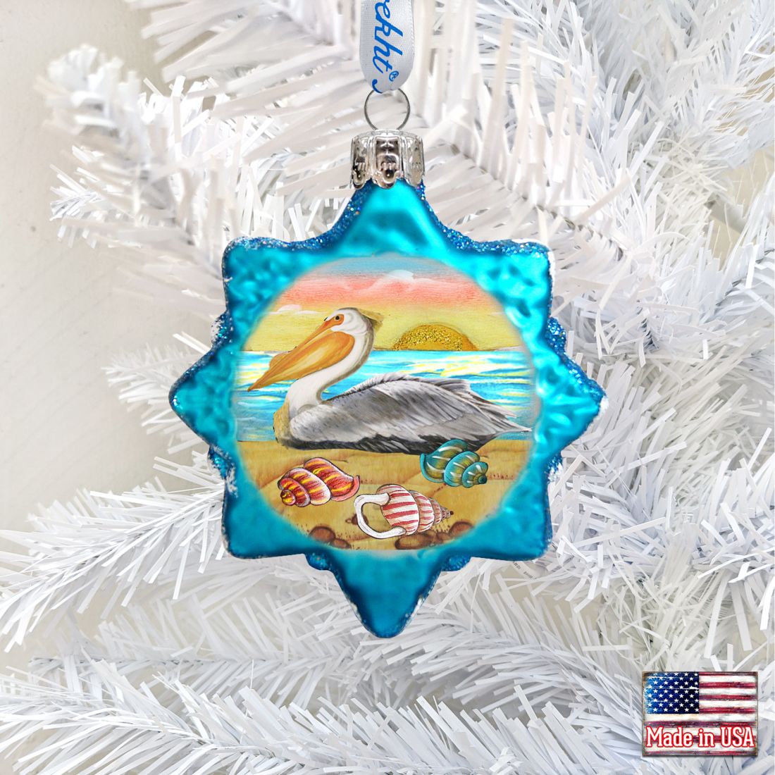 Pelican Star Mercury Glass Ornament by G. DeBrekht - Coastal Holiday Decor - 775478