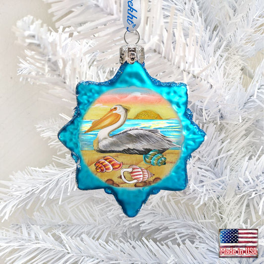 Pelican Star Mercury Glass Ornament by G. DeBrekht - Coastal Holiday Decor - 775478