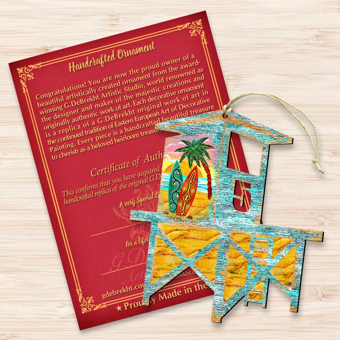 Beach Lifeguard Tower Wooden Ornaments by G. DeBrekht - Coastal Holiday Decor - 8198540