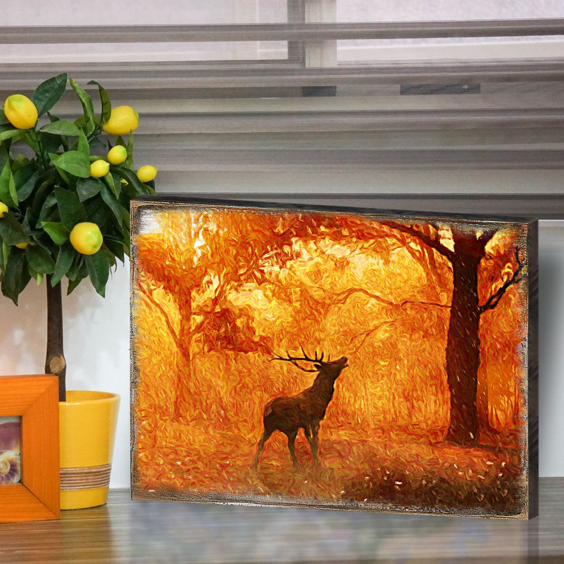 Forest Fire Art Wooden Wall Art by Nature Wonders - Nature Wildlife Decor  - 95291B