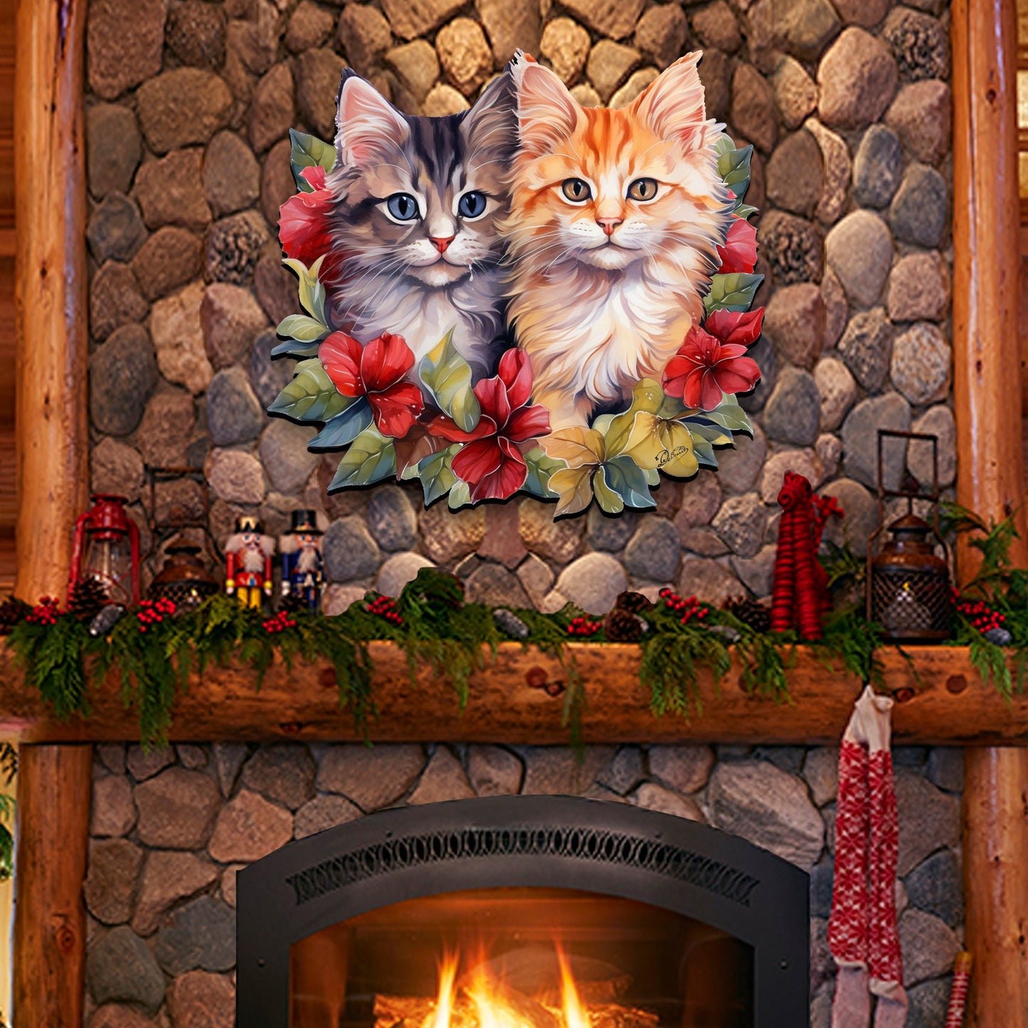 Cute Kittens Holiday Door Decor Wall Decor by G. Debrekht - Pets Decor - 8611091H