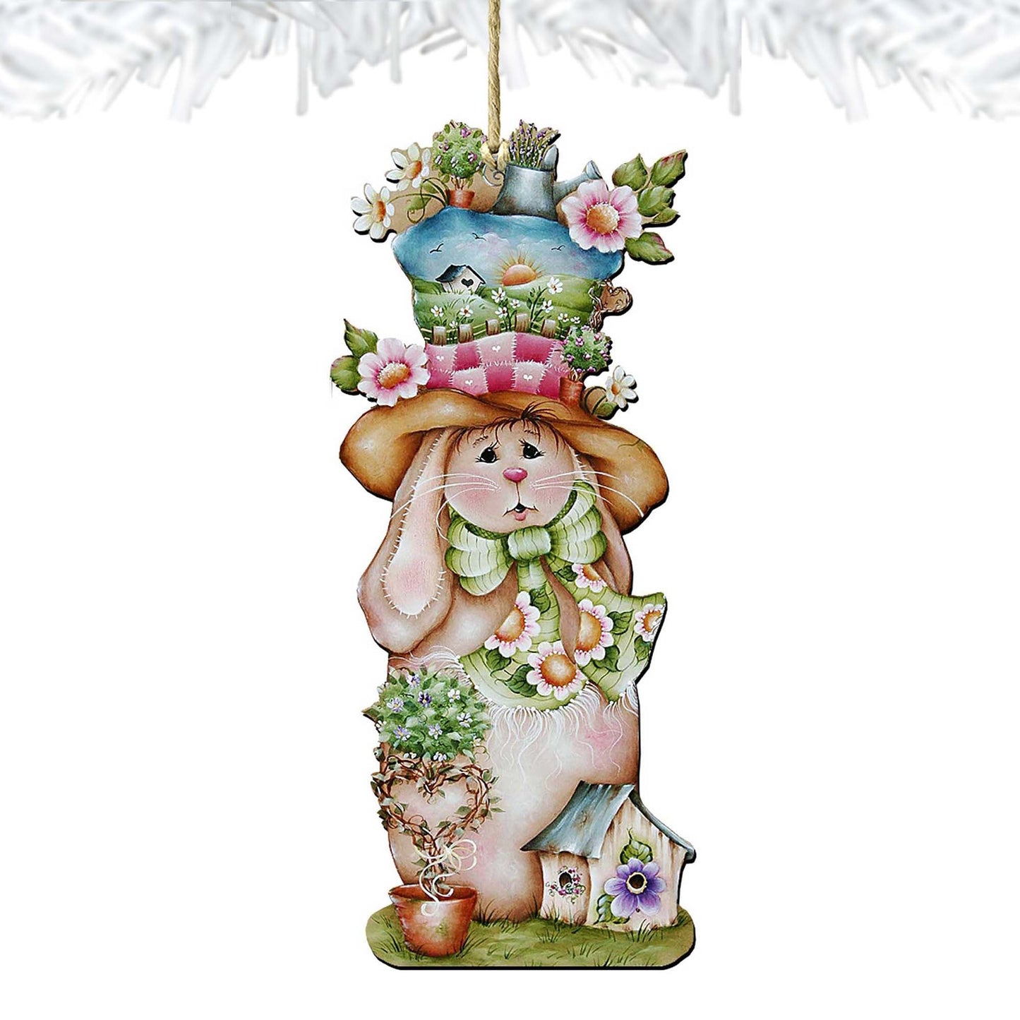 Hailey Hare Wooden Ornaments Easter by Jamie Mills-Price - Easter Spring Decor - 8457603