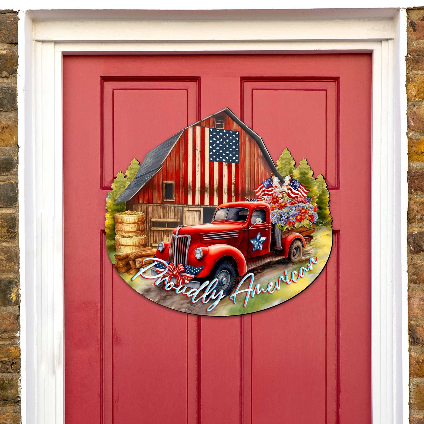 Proudly American Decorative Holiday Door Decor by G. DeBrekht - American Christmas Decor - 8652790H