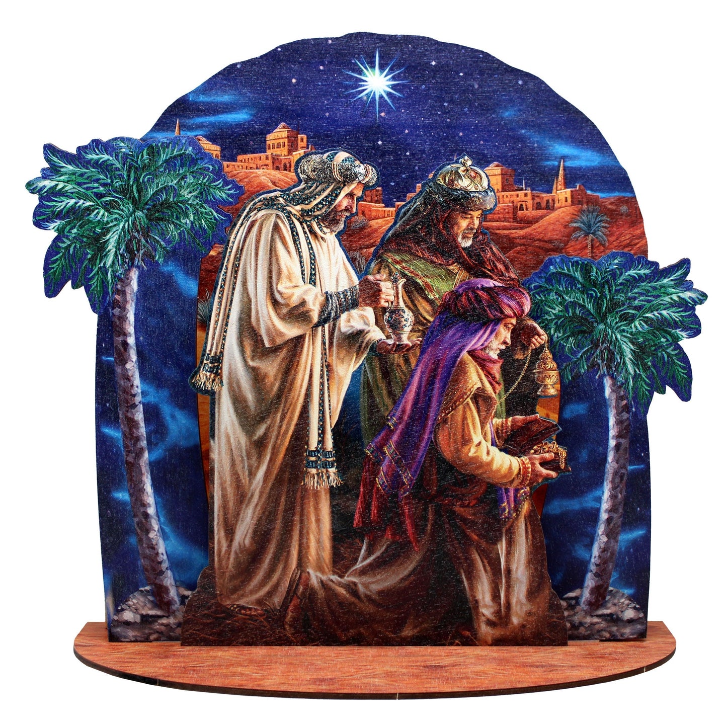 Three Kings Decorative Village Set Art by D. Gelsinger - Nativity Holiday Decor - 852765