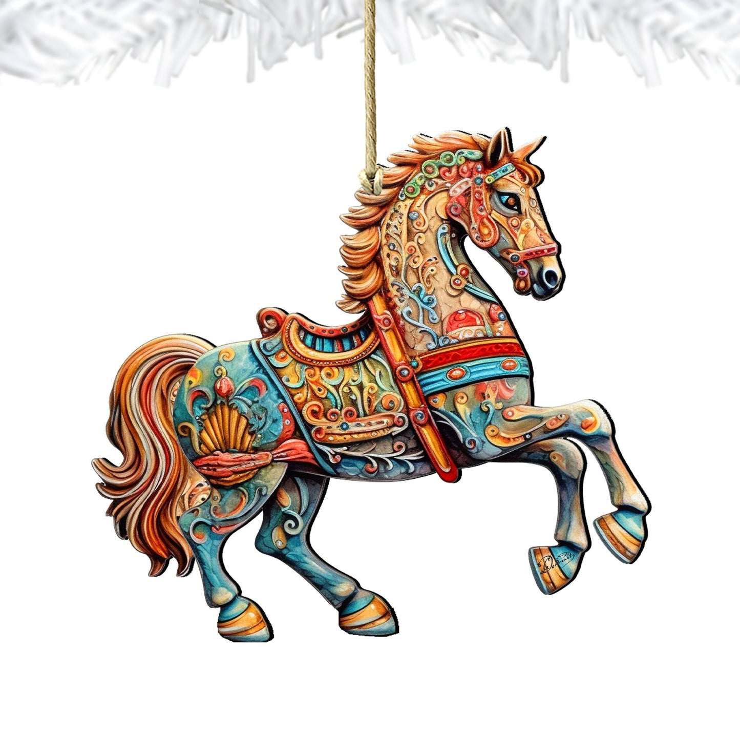Carousel Horse Wooden Ornaments by G. Debrekht - Christmas Decor - 8100193-2
