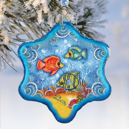 Starfish Snowflake Glass Ornament, Wildlife Wildlife Decor - 754-002 by G. DeBrekht Coastal