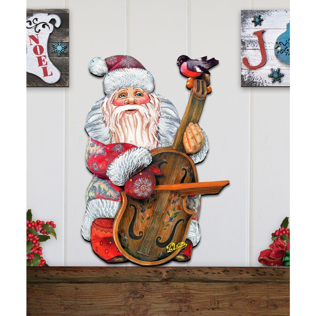 Violin Santa Christmas Door Decor by G. DeBrekht - Christmas Santa Snowman Decor - 8116210H