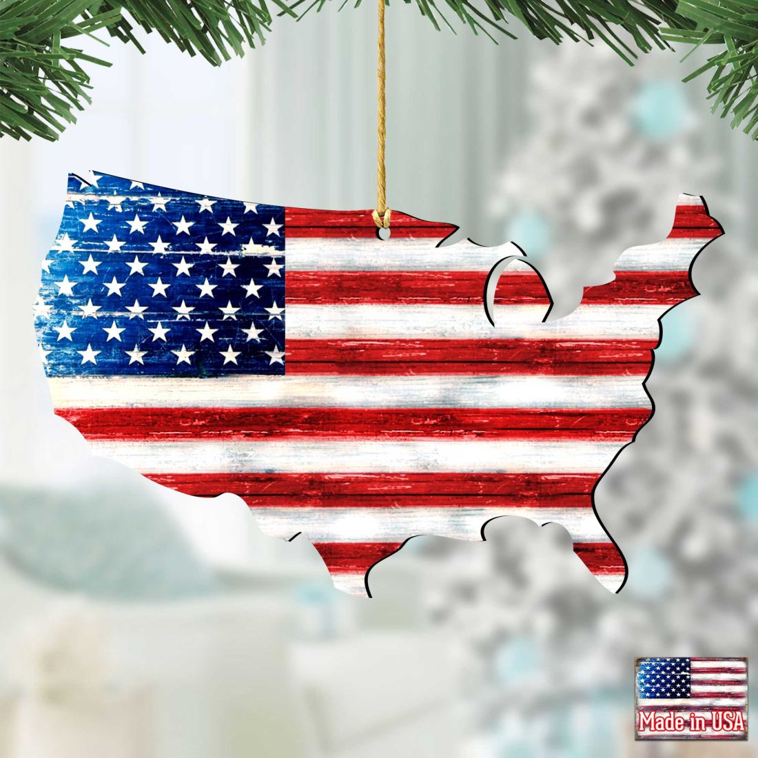 Land of the Free America Wooden Ornaments - American Patriotic Decor - 8198916