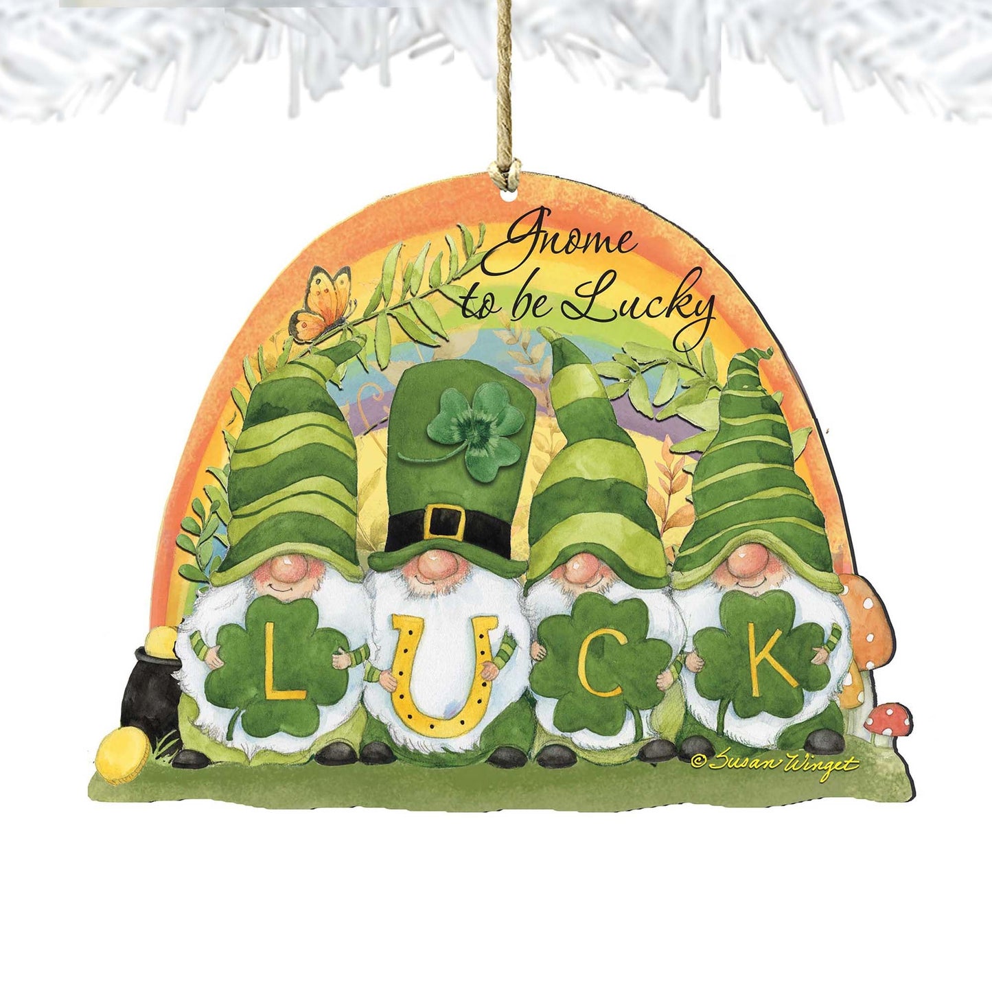 St Patrick's Gnomes Wooden Ornaments by Susan Winget - Celtic Decor - 8471110-SW