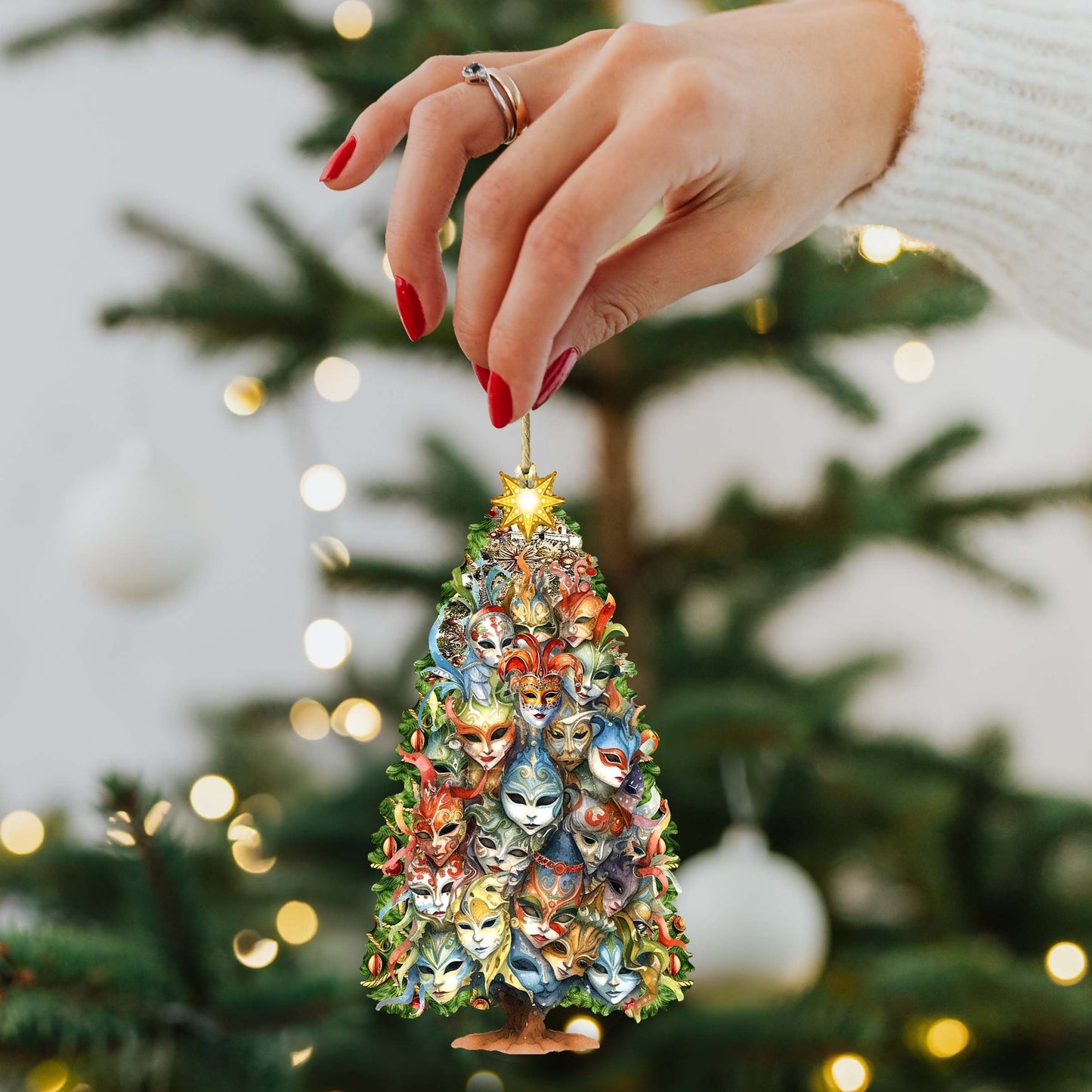 Santas Around the World - Italian Inspired Santa - Wooden Ornaments Set of 3 by G. DeBrekht Christmas Santa Snowman Decor - 8091307S3