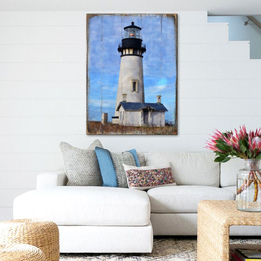 Lighthouse Wooden Coastal Wall Art by Nature Wonders - Coastal Sea-Life Decor - 95368B