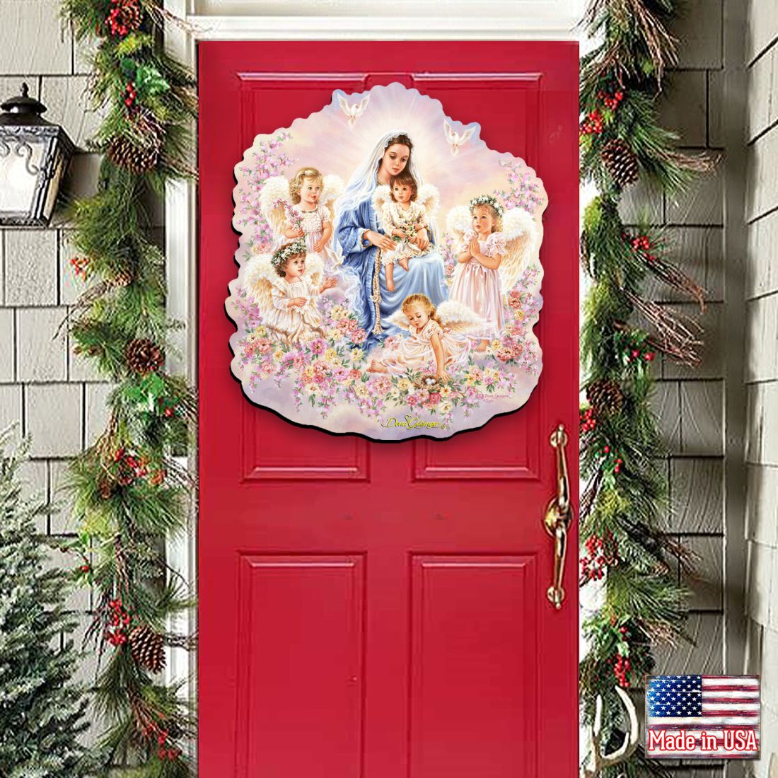 Gift of Love Angel Wreath Door Decor by D. Gelsinger - Nativity Holiday Decor - 8461031H-0108