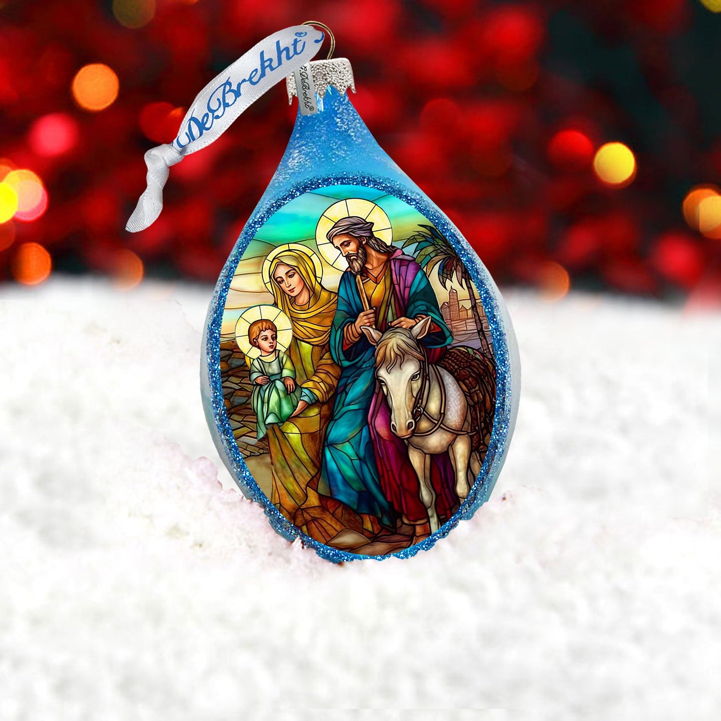 Holy Family Drop Glass Ornament by G. Debrekht - Nativity Holiday Decor - 757-054
