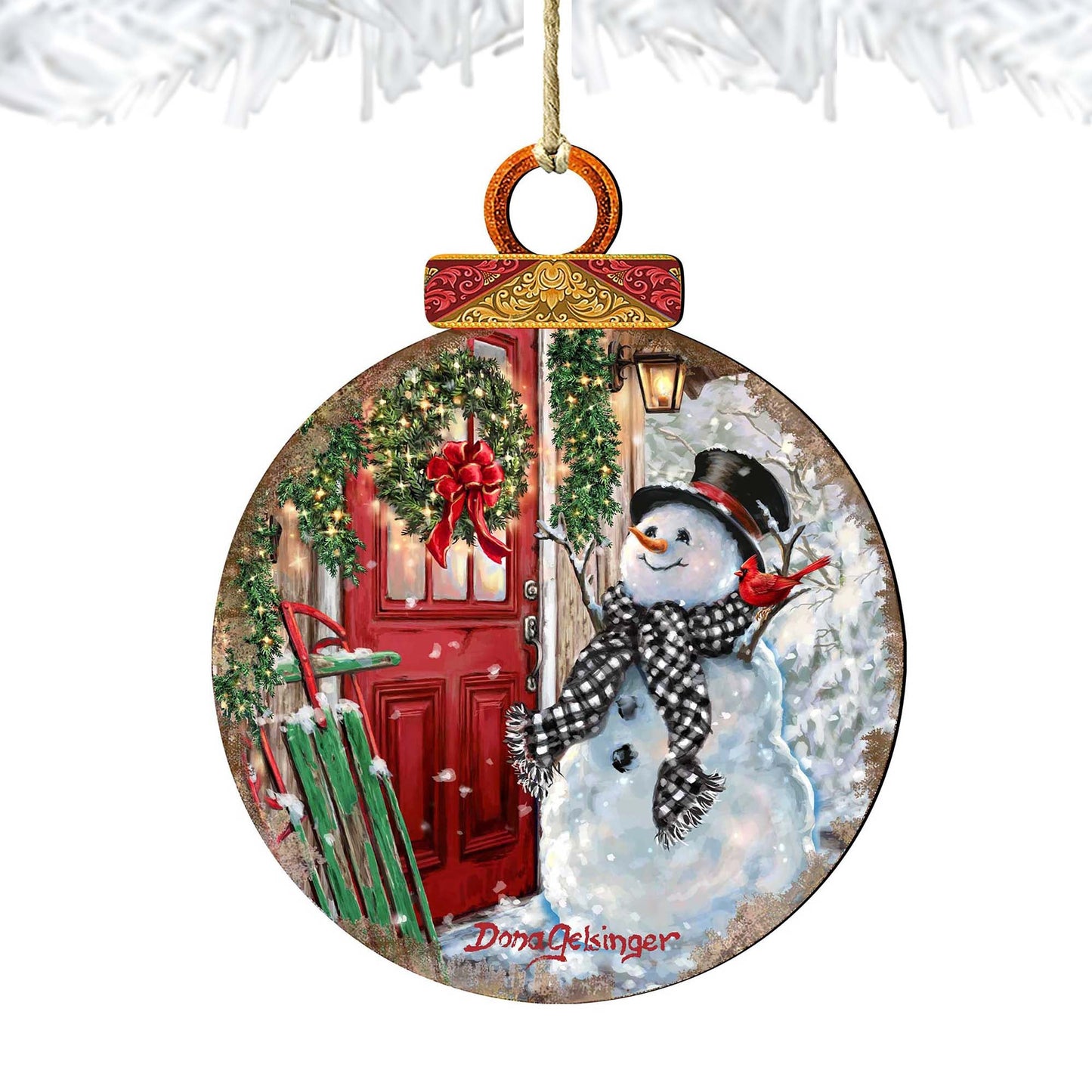 Winter Arrival Snowman Wooden Ornaments by Gelsinger - Christmas Santa Snowman Decor - 8121127DG