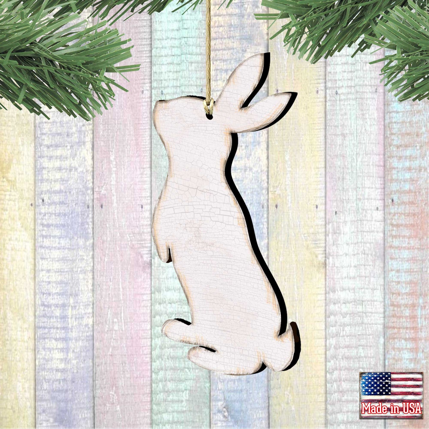 White Easter Spring Decor Bunny Wood Ornaments - Designocracy - 81991342