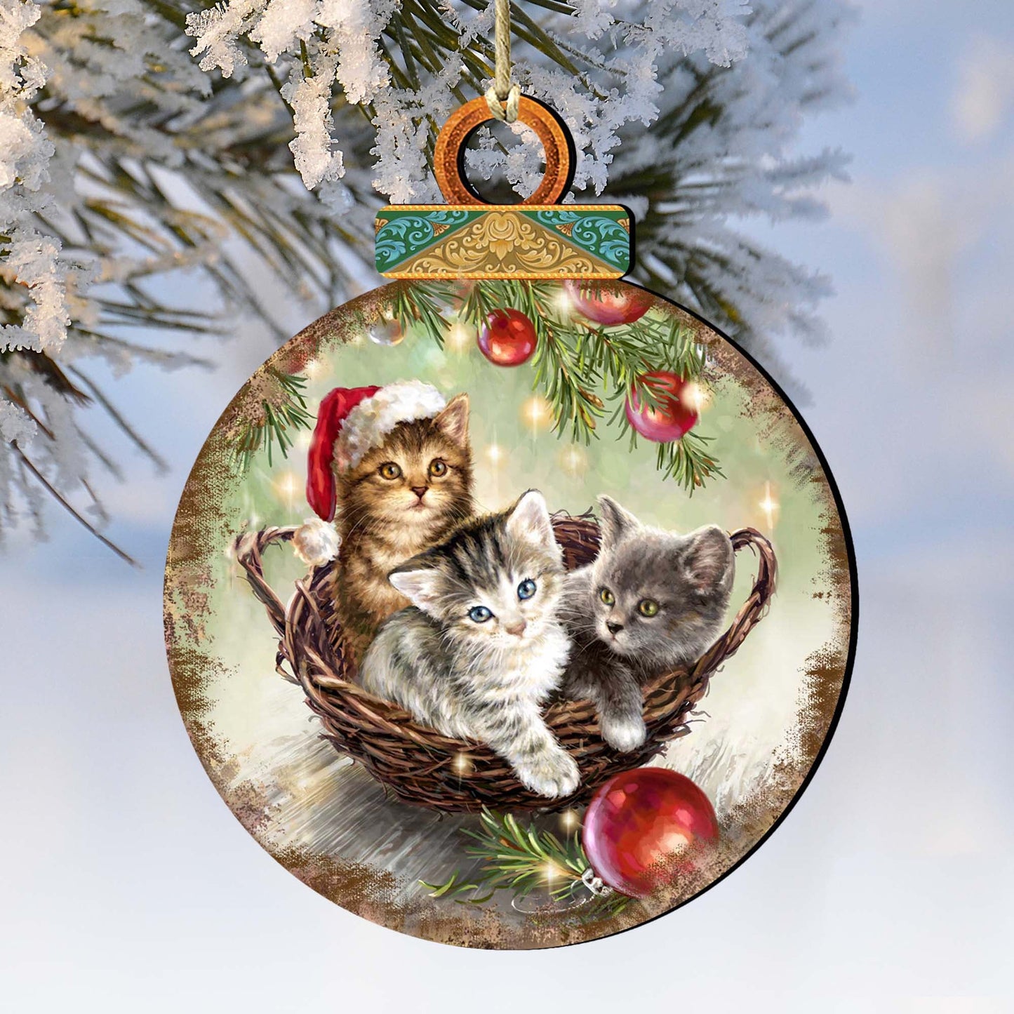 Christmas Kittens Wooden Ornaments by Gelsinger - Christmas Decor - 8021117-1607