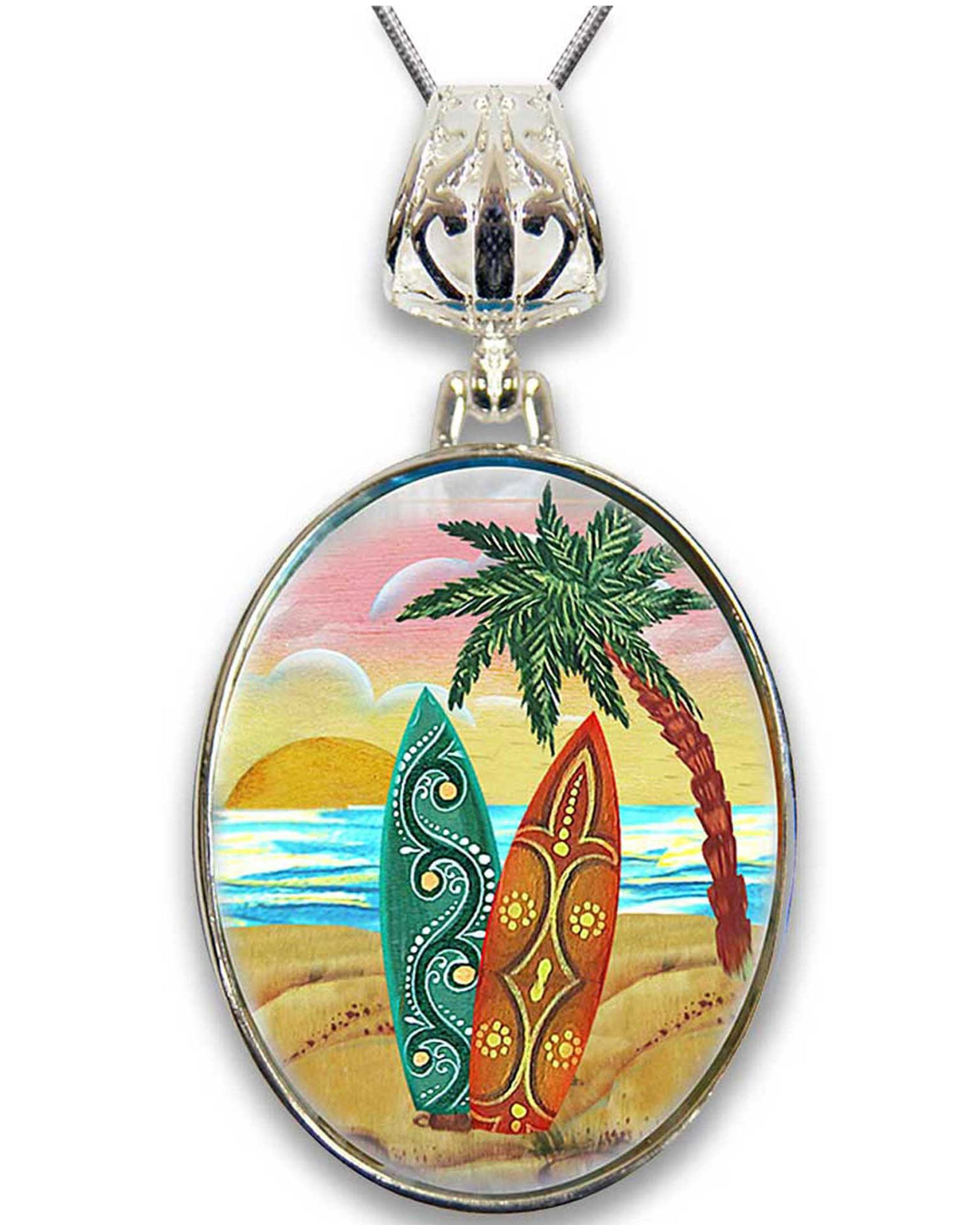 Surf Blocks Silver Plated Mother of Pearl Jewelry Pendant Necklace Coastal - 44044