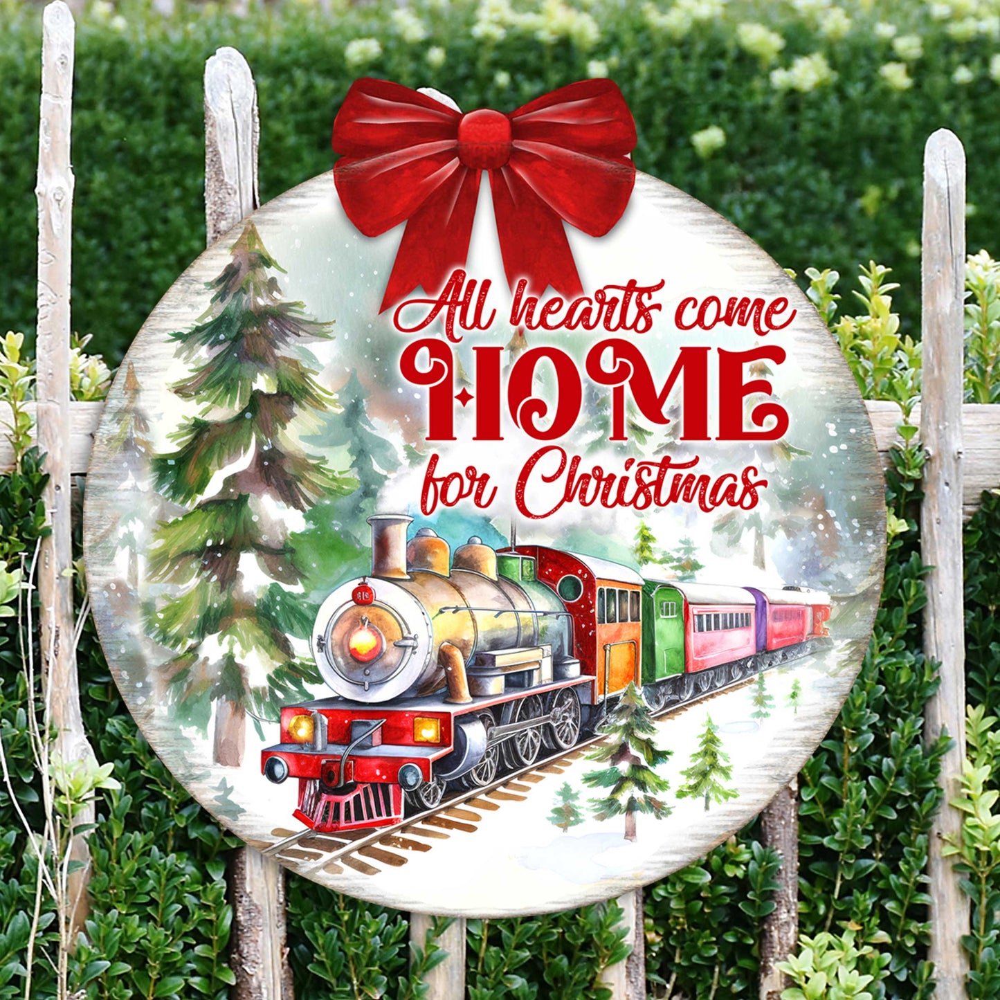 All Hearts Come Home for Christmas Sign Front door welcome sign Main entrance banner Welcome sign - Wooden front porch decor - 933115H