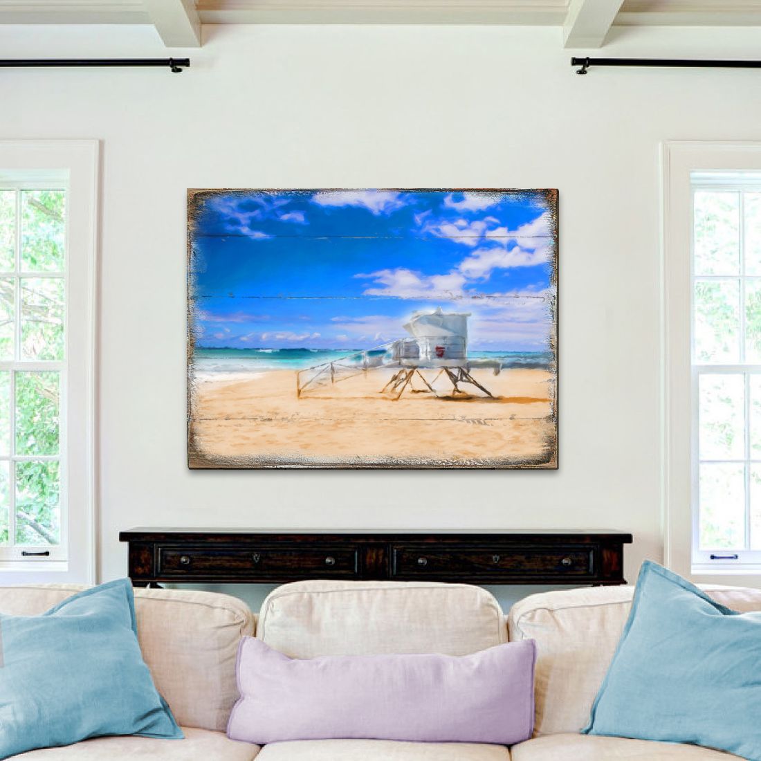 Spady Beach Lifeguard Tower Wooden Coastal Wall Art by Nature Wonders - Coastal Sea-Life Decor - 95262B