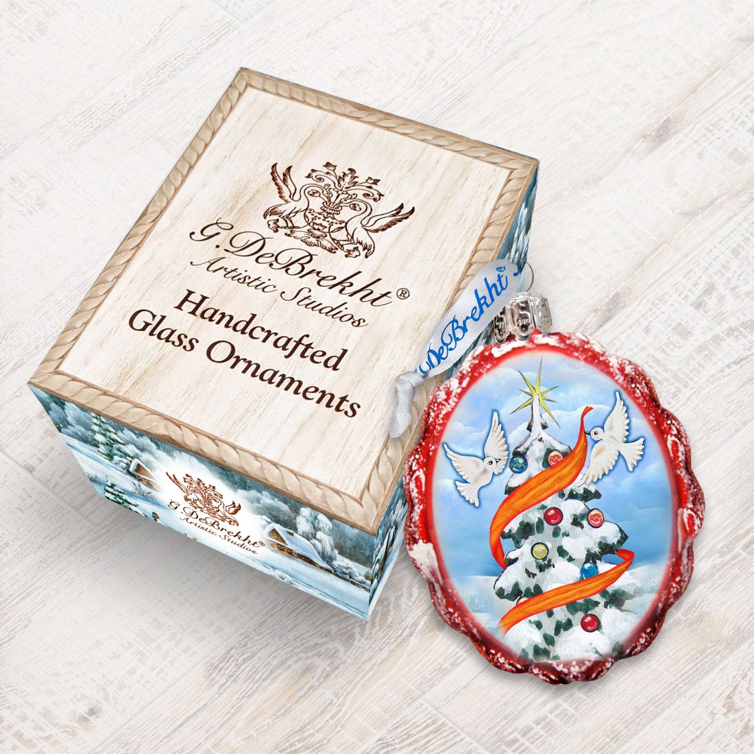 Dove Tree of Piece Mercury Glass Ornament by G. DeBrekht - Christmas Decor - 777316