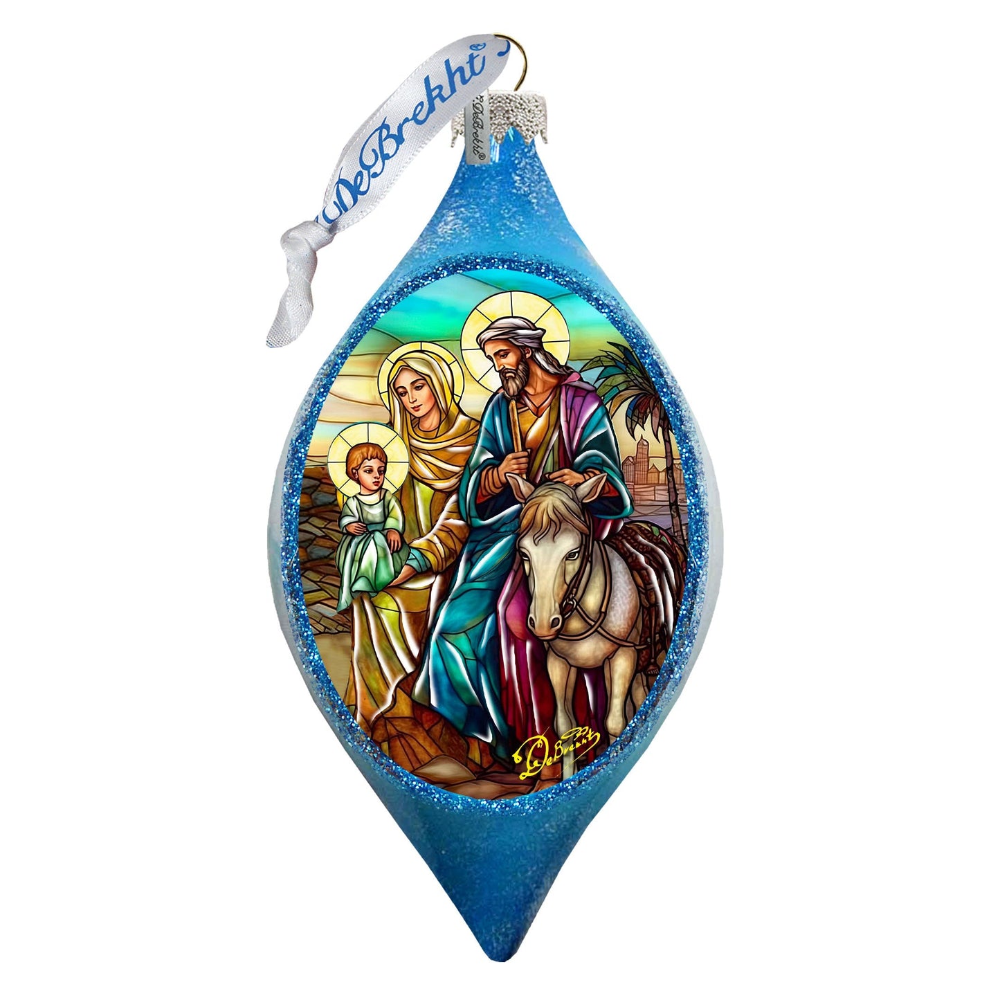 Holy Family Drop Glass Ornament by G. Debrekht - Nativity Holiday Decor - 757-054