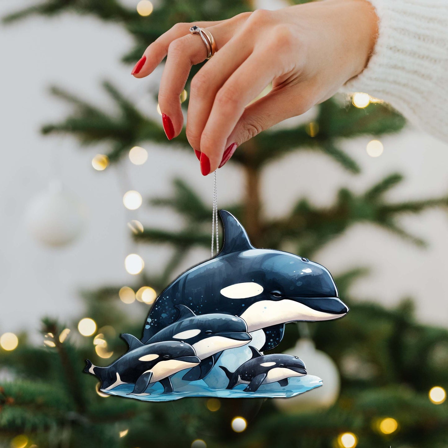 Orca's Family Wooden Ornaments by G.Debrekht - Wildlife Holiday Decor - 8710102-2
