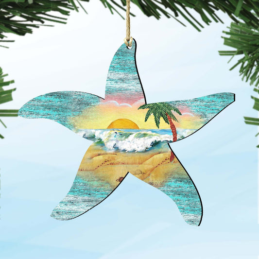 Starfish Wooden Ornaments by G. DeBrekht - Coastal Holiday Decor - 8198531