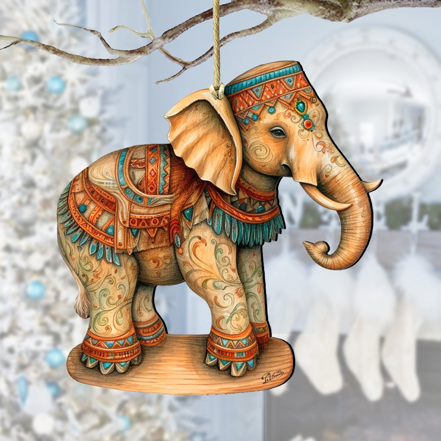 Carousel Elephant Wooden Ornaments by G. Debrekht - Christmas Decor - 8100192-2