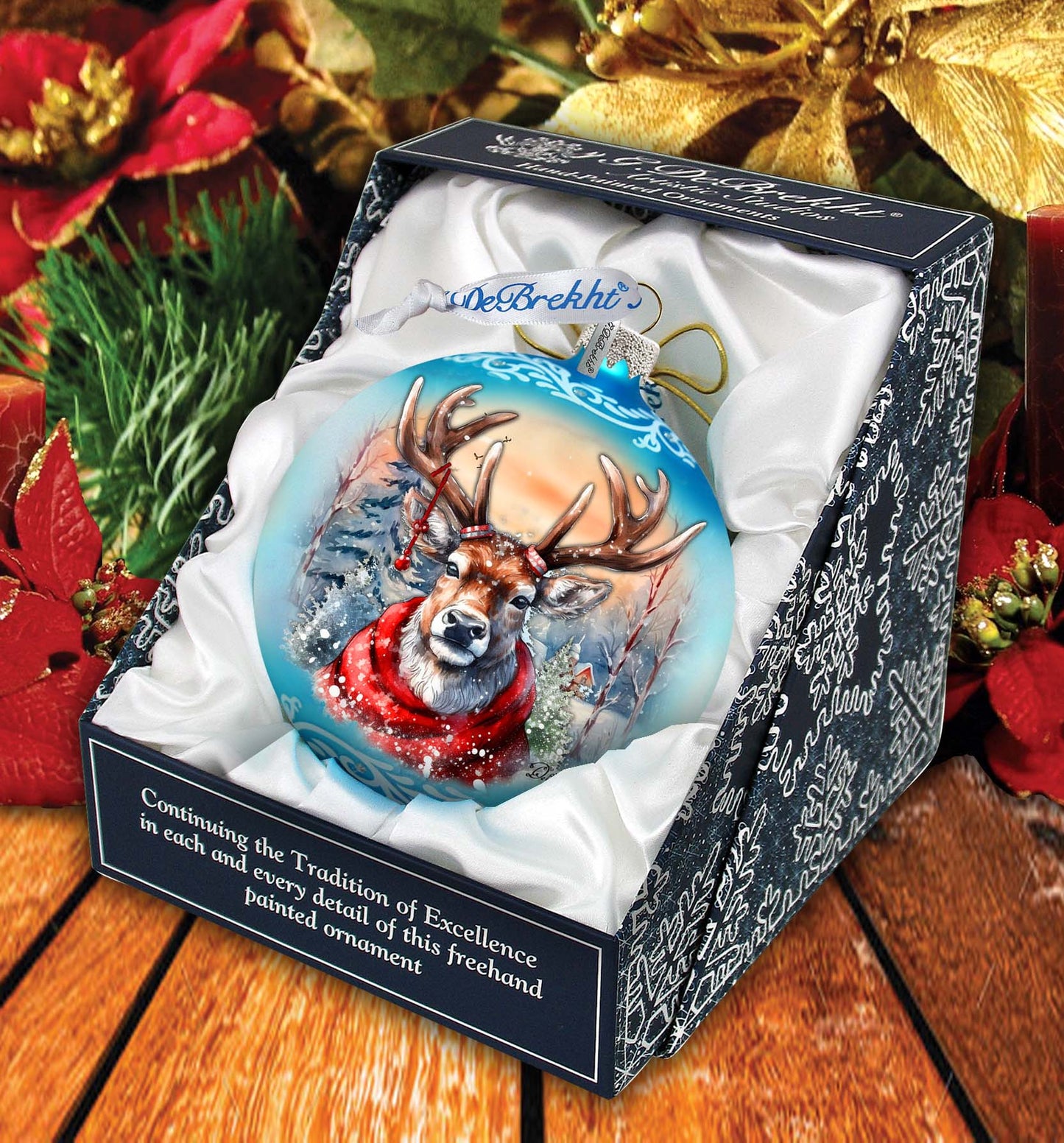 Christmas Mood Wreath Glass Ornament by G. Debrekht - Wildlife Holiday Decor - 759-048