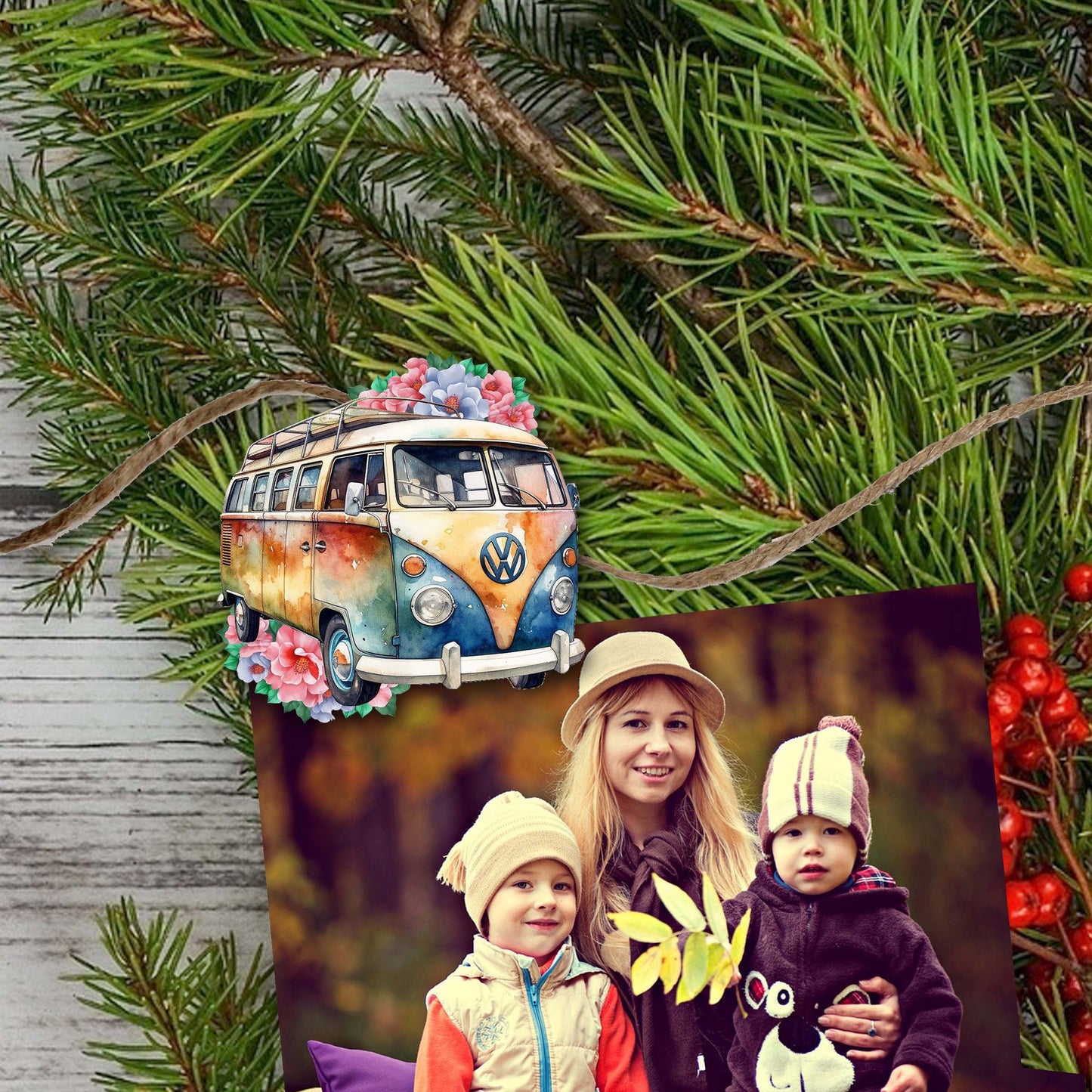 Surf Vans Decorative Wooden Clip-on Ornaments Set of 6 by G. Debrekht - Christmas Decor - 8090040C-S6