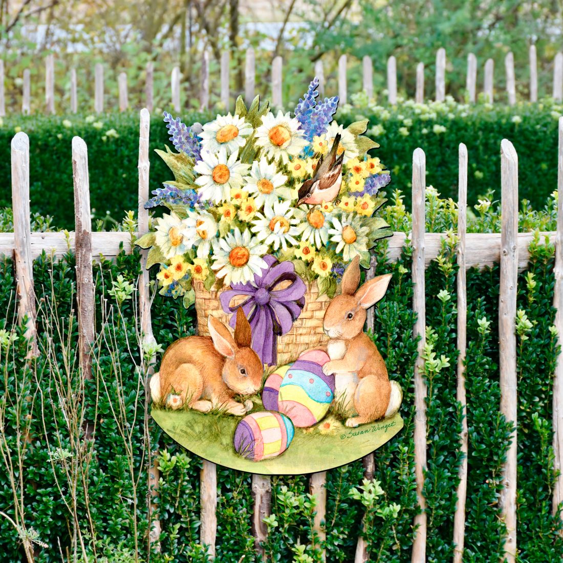 Spring Bunny Easter Door Decor by Susan Winget - Easter Spring Decor - 8471301H-SW