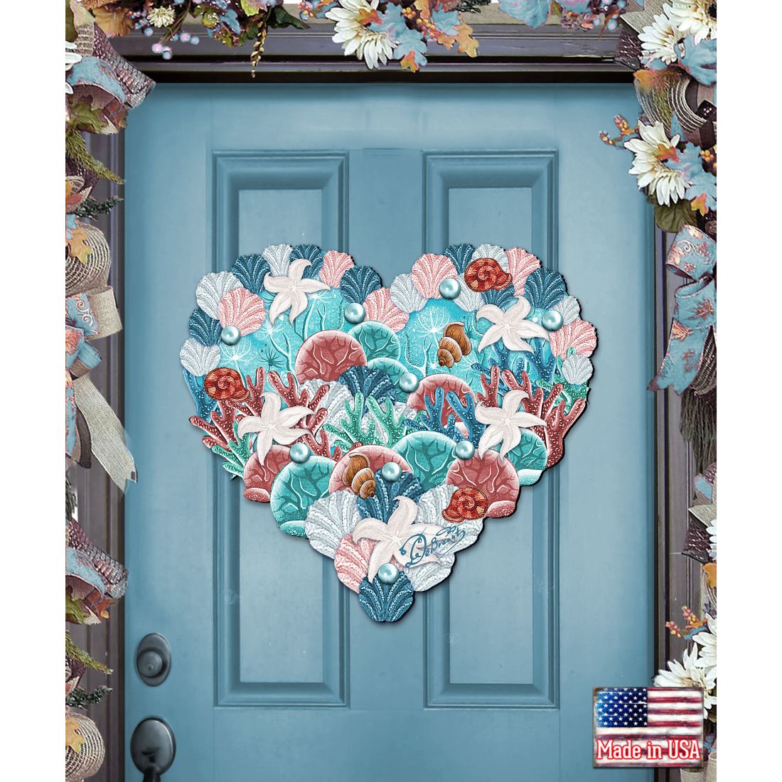 Coastal Heart Door Decor by G. DeBrekht - Coastal Holiday Decor - 8198737H