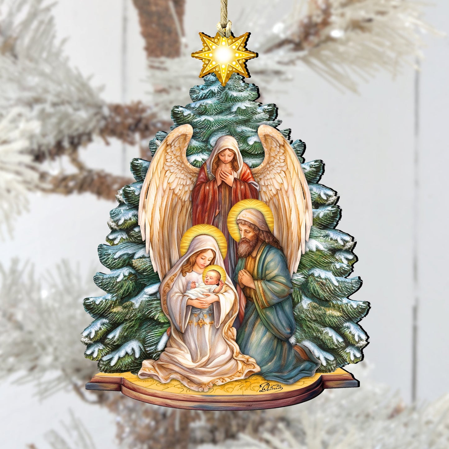 Holy Family Nativity Wooden Ornaments by G. DeBrekht Nativity Holiday Decor - 8611042