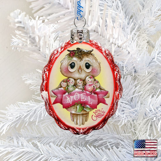 Noel Owl Mercury Glass Ornament by Jamie Mills-Price - Christmas Santa Snowman Decor - 778204-7509