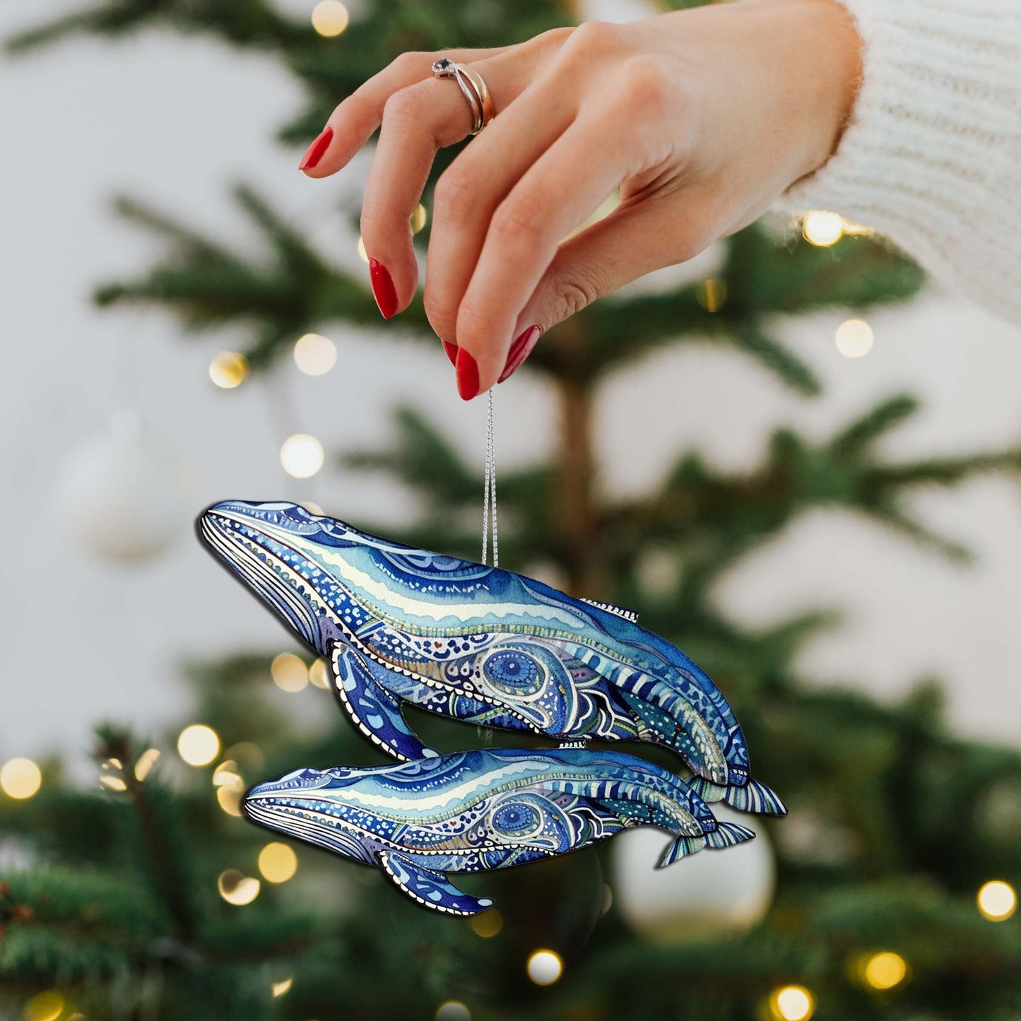 Alaskan Magic Humpback Wooden Ornaments by G.Debrekht - Wildlife Holiday Decor - 8710107-2