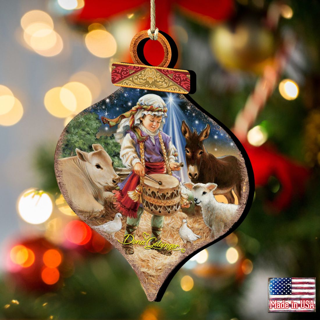 Little Drummer Boy Drop Wooden Ornaments by Gelsinger - Nativity Holiday Decor - 8031151-9720
