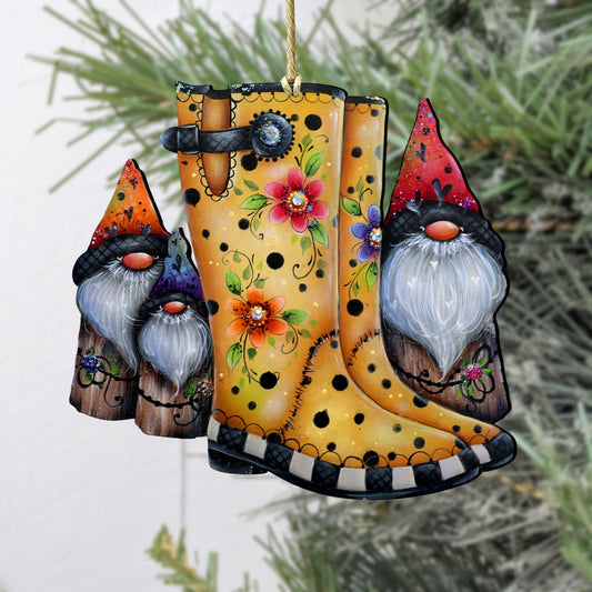 Hello Fall Boots Wooden Ornaments by Jamie Mills-Price Thanksgiving Decor - 8611062-2-MP