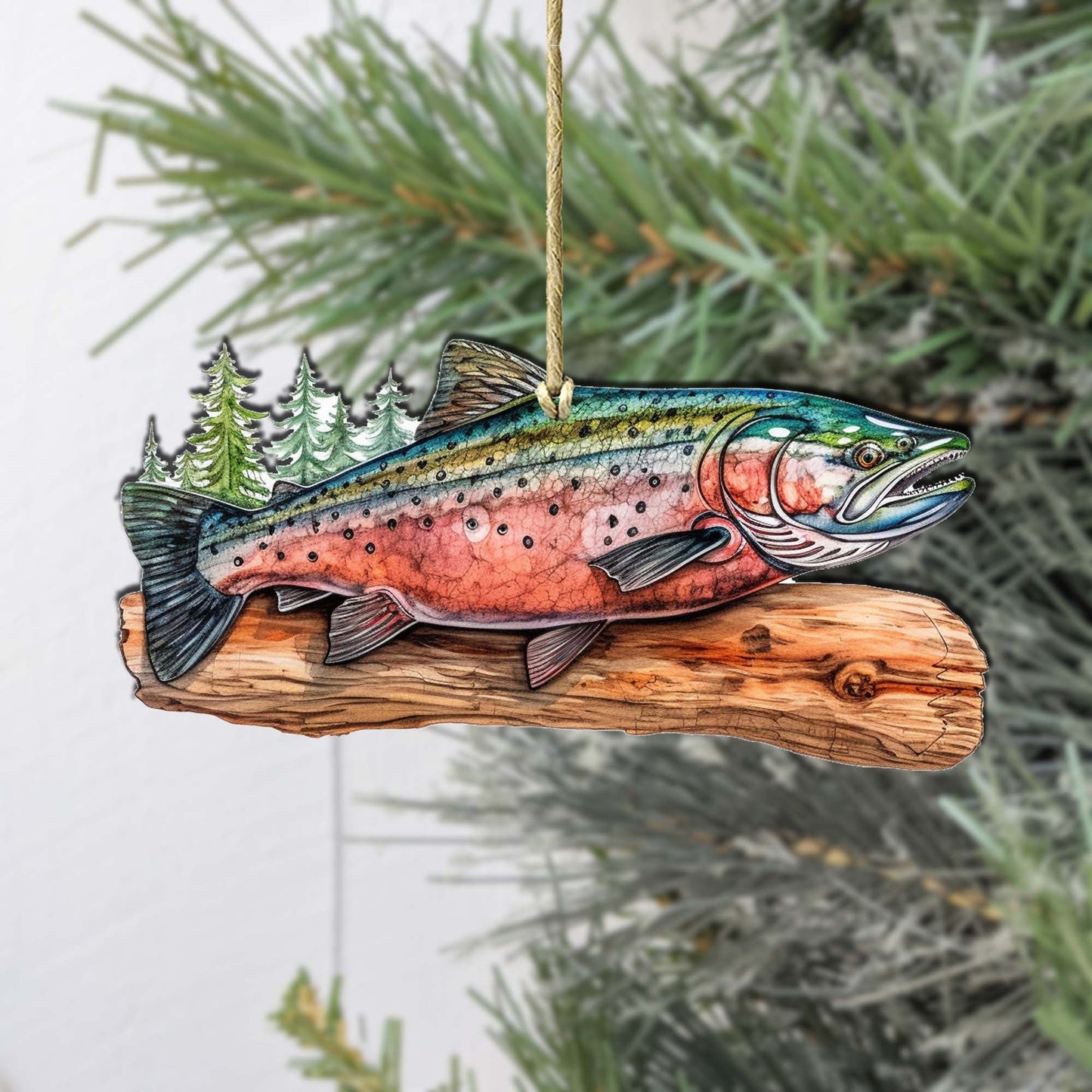 Splendid Sockeye Wooden Ornaments by G.Debrekht - Wildlife Holiday Decor - 8710109-2